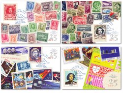 Peterspost. Марки на все времена. 25 лет Peterstamps. Серия из 4 картмаксимумов