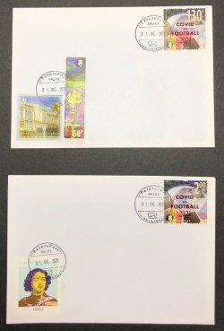 Россия. Финляндия. 2021. Петерспост. Надпечатка "COVID vs FOOTBALL 2021" на марке 2020 года Отборочные матчи чемпионата Европы по футболу 2020 в Санкт-Петербурге. Серия из 2 КПД
