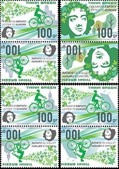 Петерспост. Россия. Экология в Европе. Think Green. Серия из 4 вертикальных тет-бешей